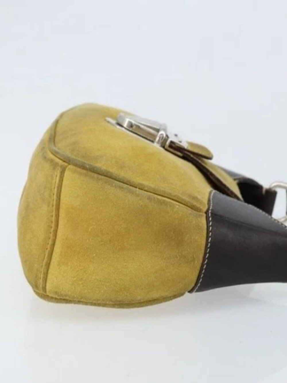 PRADA Shoulder Bag Suede Yellow Silver Auth ARZ148 - Picture 3 of 16
